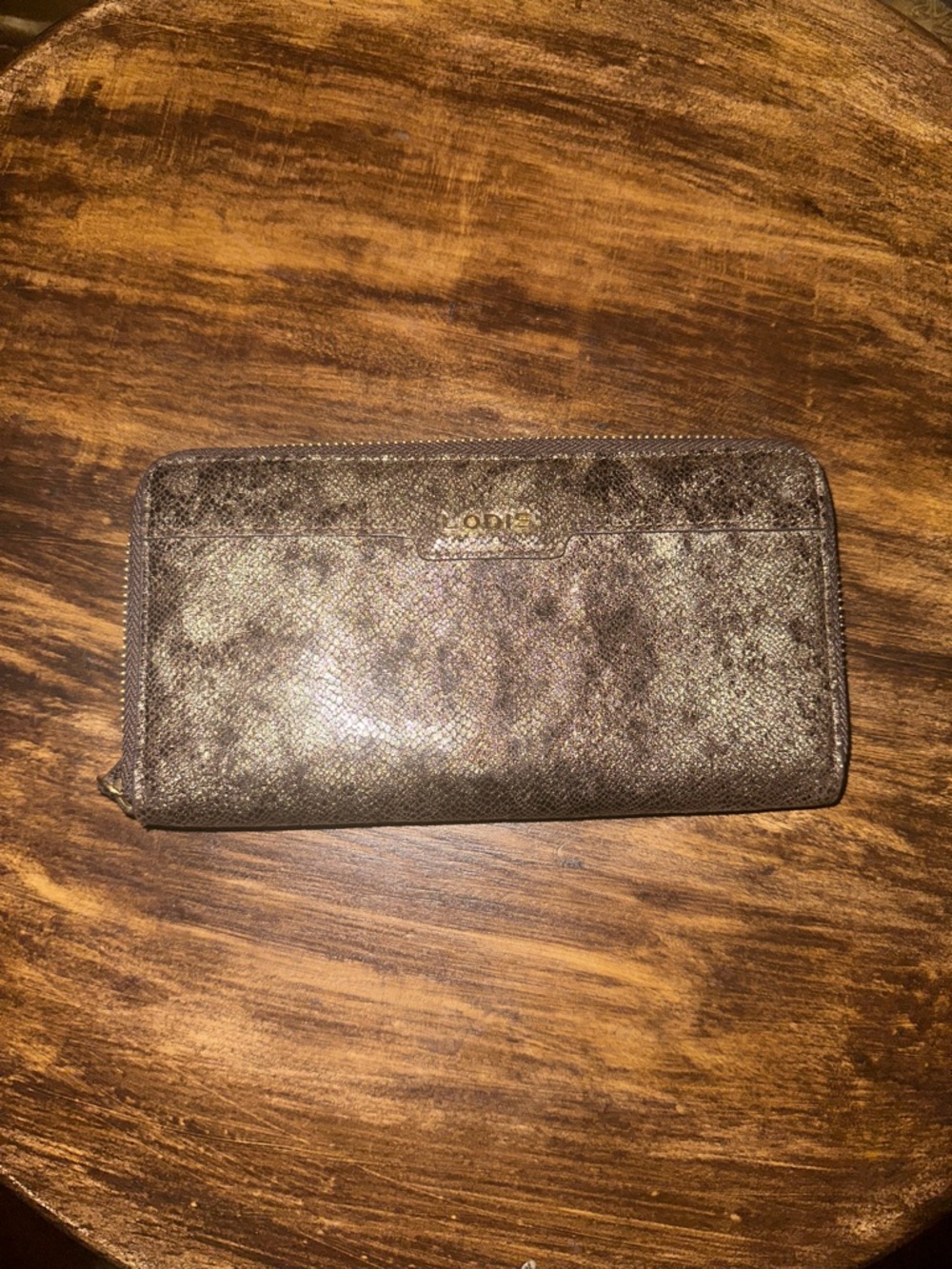 Lodis Metallic Brown Zip Wallet